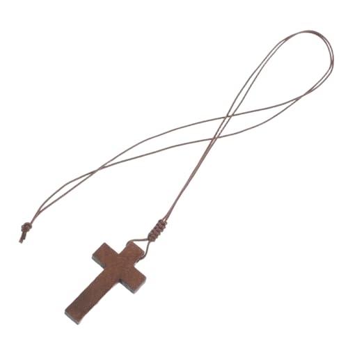 COLLBATH Stylische Holzkreuz Halskette mit Verstellbarem Religiöser Anhänger für Herren Damen oder Auto Rückspiegel Dekoration Holzmaterial für Langlebigkeit Note von COLLBATH