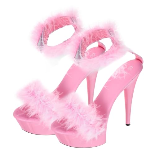 COLLBATH Super High Heel Sandalen Damen Federverziert Sommer Schuhe Elegant Hoher Absatz Freizeit Party Schuhe Rosa Zufällige Farbe von COLLBATH