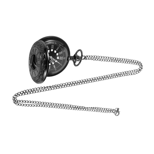 COLLBATH Taschenuhr im römischen Maßstab doppelt Raffrolloschnur Silberne Uhr Wickler Digitaluhr taschenuhr mit Gravur Vintage Taschenuhr kreative Taschenuhr Uhr für männer Plastik Black von COLLBATH