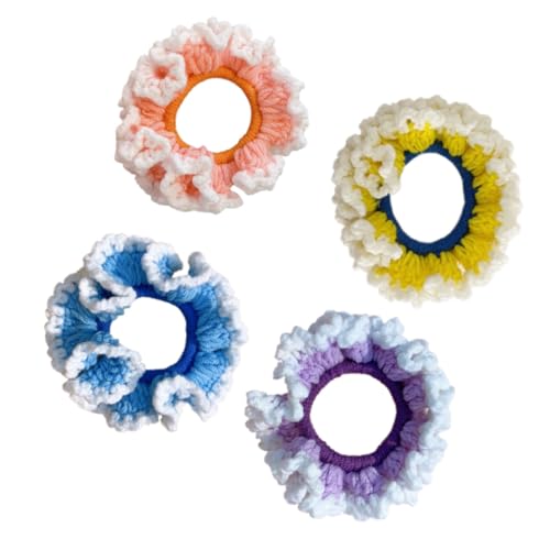 COLLBATH Teiliges Handgefertigter Gestrickter Woll haarringe Elastische Langlebige Haargummis für Frauen Modischer Haarschmuck Farblich Sortiert Bequem und Praktisch Zufällige Farbe von COLLBATH