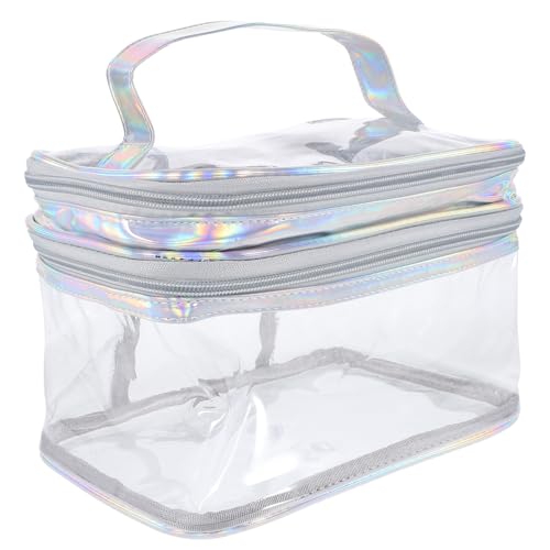 COLLBATH Transparente Kosmetiktasche Doppeltes PVC Layer Große Makeup Organizer Tasche Tragbar mit Griff für Reise und Alltag von COLLBATH