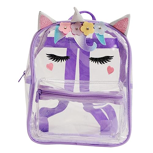 COLLBATH Transparenter Einhorn Rucksack für Mädchen Durchsichtige Büchertasche Cartoon Kinderrucksack Niedlicher Rucksack Geeignet für Schule Reisen Ausflüge Bücher und Zubehör Viel Stauraum Langlebig von COLLBATH