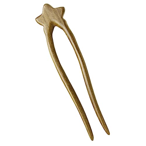 COLLBATH U Förmige Holz Haarstäbchen für Dickes Haar Französische Haarnadel mit Sternverzierung Vielseitiger Haarschmuck für Hochsteckfrisuren für Damen und Freundinnen von COLLBATH