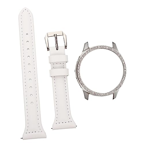 COLLBATH Uhrenarmband Set mit Strass Lünette Silber Weißes Ersatzband Damen Schmuck Uhrenzubehör Modisch Leicht Komfortabel Passend von COLLBATH