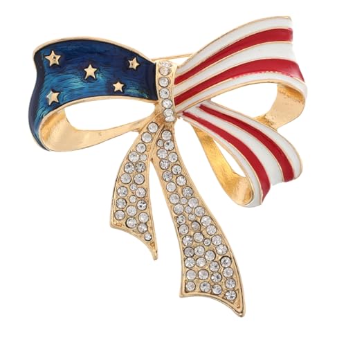 COLLBATH Brosche Mit Usa-flagge Schleife Anstecknadel Amerikanische Flagge Schmuck Accessoire Für Männer Und Frauen Metall Kristall von COLLBATH
