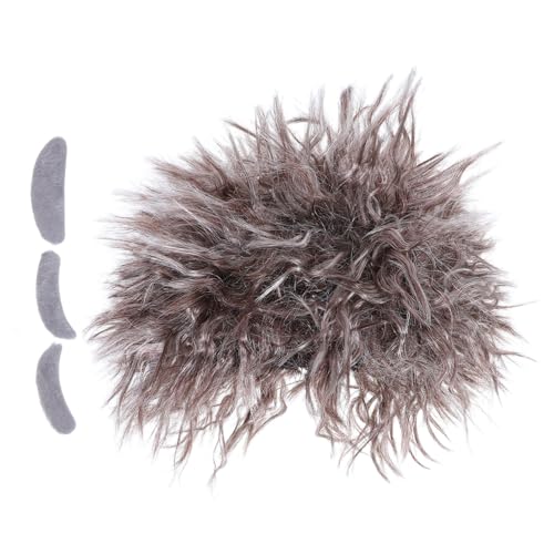 COLLBATH Verrückter Wissenschaftler Perücke mit Realistischen Braunen Zöpfen Selbstklebendem Schnurrbart und Augenbrauen Komfortabel für Erwachsene für Cosplay Karneval und Partys von COLLBATH