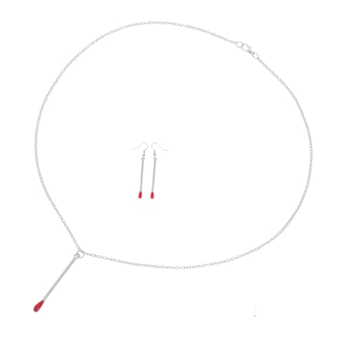 COLLBATH Verspieltes Schmuckset mit Einzigartigem Streichholz Design Ohrringe und Halskette Harmonisch Abgestimmt Vielseitig Kombinierbar für Freizeit und Festliche Anlässe für Damen von COLLBATH