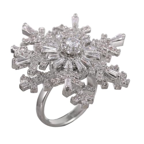 COLLBATH Verstellbarer Offener Doppel lagen Schneeflockenring Damen Schmuck Modisch Filigran Fingerschmuck für Party Alltag Geschenk von COLLBATH