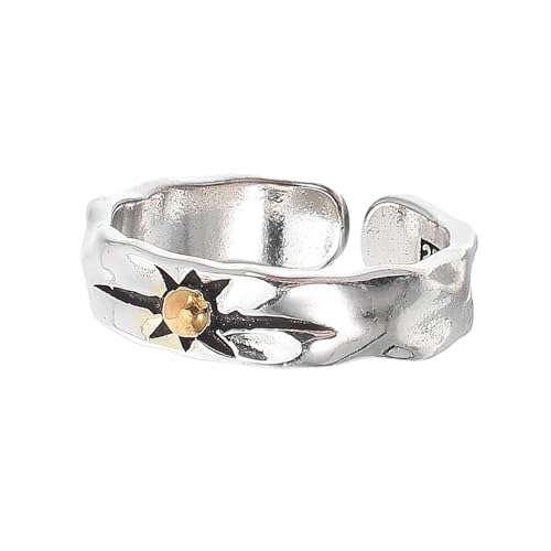 COLLBATH Verstellbarer Offener Ring mit Sonnendesign für Damen und Herren Silberner Schmuck Komfortabel Anpassbar Modischer Statement fingerreif für Alltag und Besondere Anlässe von COLLBATH
