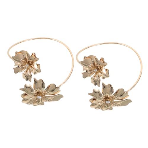 COLLBATH Verstellbares Armreif mit Goldfarbenem Blumenmuster und Funkelnden Strasssteinen Leichter Schmuck für Damen Armspange Geeignet für Sommer Strand und Festivalmode von COLLBATH