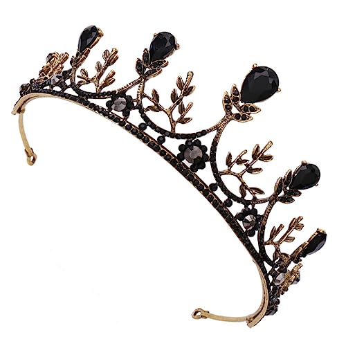 COLLBATH Vintage Braut Tiara Krone mit Schwarzen und Goldenen Kristallen Barock Haarschmuck für Hochzeit Show Geburtstag Braut Kopfschmuck Accessoire für Mädchen von COLLBATH