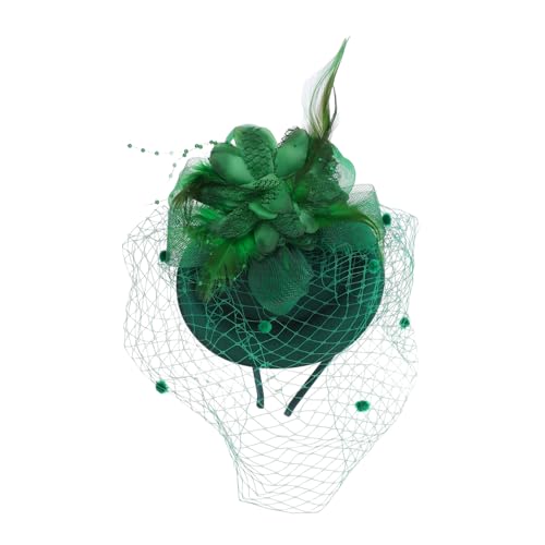 COLLBATH Vintage Fascinator Headpiece Damen Netzstoff Haarschmuck Retro Hut mit Schleier Eleganter Haarclip für Hochzeit Tea Party Bankett und Festliche Anlässe Dunkelgrün von COLLBATH