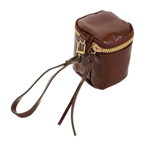 COLLBATH Vintage PU Mini Lippenstift Aufbewahrungstasche Ölwachs Münzgeldbörse mit Reißverschluss Tragbare Kosmetik Organizer Geldbeutel für Schmuck Reise Kleinteile Organizer Kaffee Braun von COLLBATH