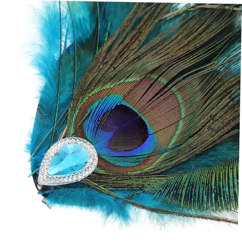 COLLBATH Vintage Pfauenfeder Haarspange mit Strasssteinen Bunte Feder Haarschmuck für Damen Exotischer Retro Haarclip für Seitlichen Eleganter und Bequemer Kopfschmuck von COLLBATH