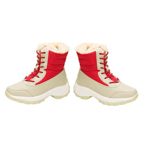 COLLBATH Warme Damen Winterstiefel mit Kunstfellfutter Rutschfest Schnürbar Knöchelhoch Wasserabweisend Gefüttert für Trockene Füße bei Schnee und Kälte für Alltag und Outdoor von COLLBATH