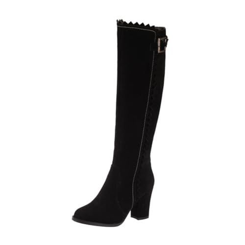 COLLBATH Warme Kniehohe Damen Stiefel mit Hohem Absatz Elastischer Rutschfester Sohle Bequemes Hautfreundliches Material für Herbst und Winter Modische Langschaft Boots in Schwarz von COLLBATH
