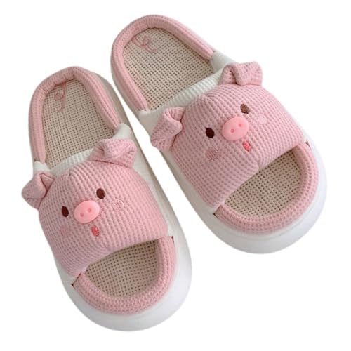 COLLBATH Weiche Atmungsaktive Hausschuhe Damen Rutschfest Baumwolle leinen mix Weiche Dicke Sohle Ganzjährig Bequeme Indoor Hausschuhe Niedliches Design Geeignet von COLLBATH