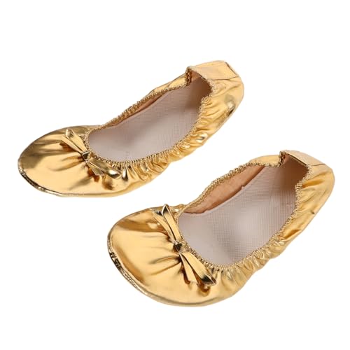 COLLBATH Weiche Leichte Tanzschuhe mit Geteilter Sohle in Strahlendem Gold Flexibel für Bauch Ballett und Yogatanz Komfortabel und Einfach zu Tragen von COLLBATH