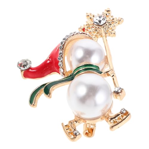 COLLBATH Weihnachtliche Schneemann Brosche Damen Perlen Emaille Pin Festliche Anstecknadel Für Pullover Mäntel Schals Schmuck Accessoire von COLLBATH