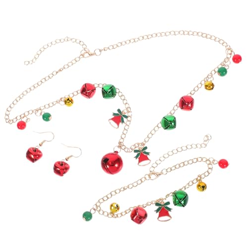 COLLBATH Weihnachtsschmuck Set Damen Jingle Bell Halskette Armband Ohrringe Hypoallergen Leicht Weihnachten Party Accessoires Elegant Festlich von COLLBATH