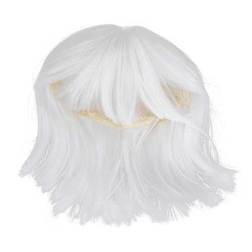 COLLBATH Weiße Bob-Perücke für Damen Mittellang mit Geraden Synthetischen Haaren und Modischem Fransen Atmungsaktiv Farbbeständig Vielseitig für Alltag Party und Cosplay Geeignet von COLLBATH