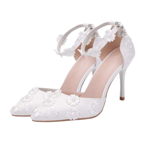 COLLBATH Weiße Damen High Heels Sandalen mit Spitzem Zehenriemen Modische Stilvolle Hochzeitsschuhe Komfortabel und Stilvoll Geeignet für Festliche Anlässe und Abendkleider von COLLBATH