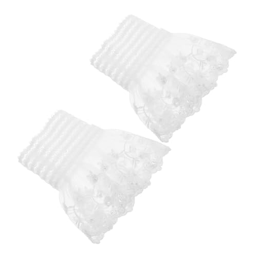 COLLBATH Weiße Handgelenksmanschetten Aus Spitze Mit Blumenstickerei Abnehmbare Weiße Manschettenärmel Für Damen Und Mädchen Spitzenärmelband von COLLBATH