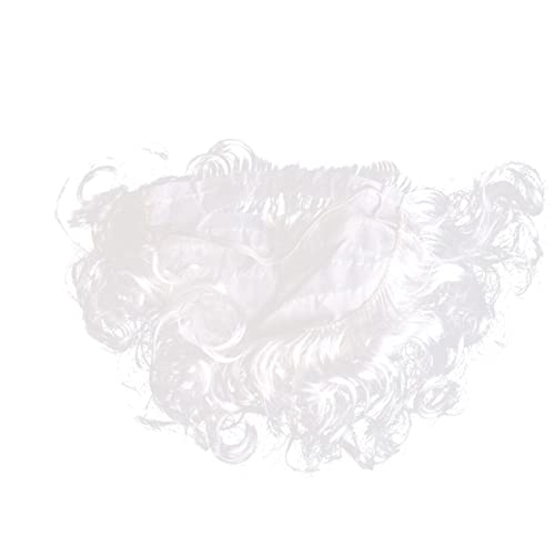 COLLBATH Weißer Perücke Lockiger Elastischer Vollbart mit Schnurrbart Langlebiges Material für Weihnachtsmann Kostüm und Festliche Verkleidung von COLLBATH