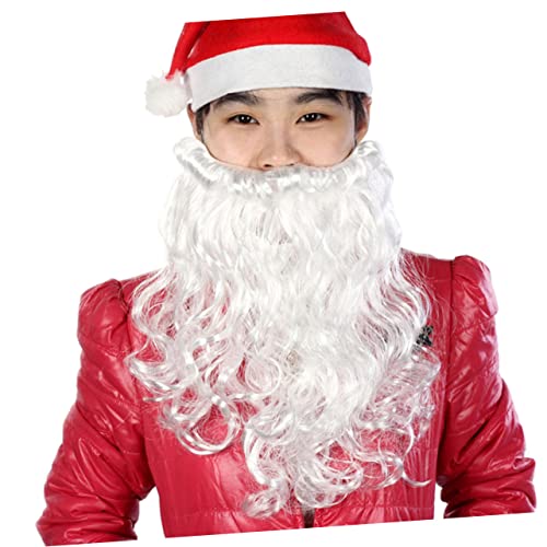 COLLBATH Weißer Weihnachtsmann-bart Lockig Lang 45 Cm Bartperücke Für Weihnachts-cosplay Party Requisiten von COLLBATH