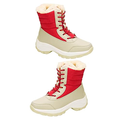 COLLBATH Winter Damen Schneestiefel mit Warmem Kunstfell Gefüttert Rutschfeste Gummisohle Schnürbar Mittelhohe Boots für Alltag und Outdoor und Strapazierfähig von COLLBATH