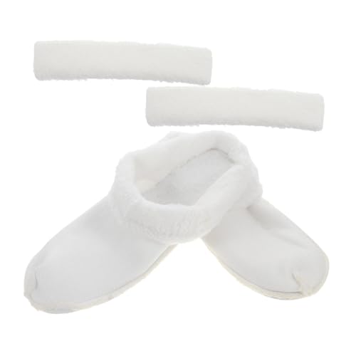 COLLBATH Winterfeste Waschbare Plüsch schuh einlegesohlen mit Band Weiche Dicke Baumwoll innensohlen für Damen und Herren Hausschuhe Warme Abnehmbare Schuh einlagen Weiß von COLLBATH