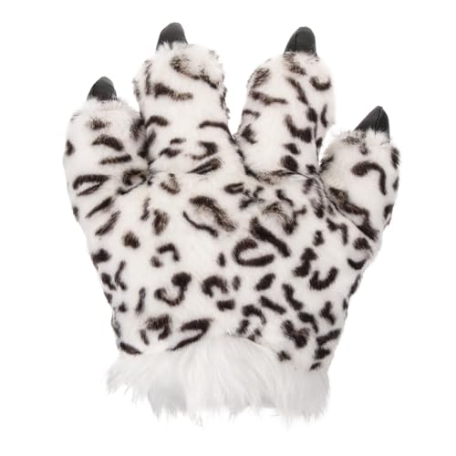 COLLBATH Schneeleopardenpfotenhandschuhe Plüsch Ebene Cosplay Handschuhe Einheitsgröße Warme Winterfäustlinge Halloween Party Requisiten von COLLBATH