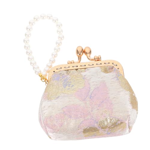 COLLBATH Chinesische Münzgeldbörse Mit Perlenverzierung Für Damen Traditionelle Clutch Mit Blumenmuster Handgehaltenes Accessoire Für Kleine Gegenstände von COLLBATH