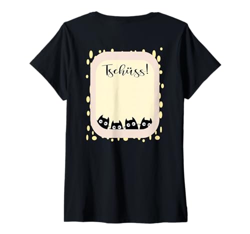 Damen GÄSTEBUCH Abschied KOLLEGEN Katzen Team JOBWECHSEL T-Shirt mit V-Ausschnitt von COLLEAGUES AT WORK CO-WORKER
