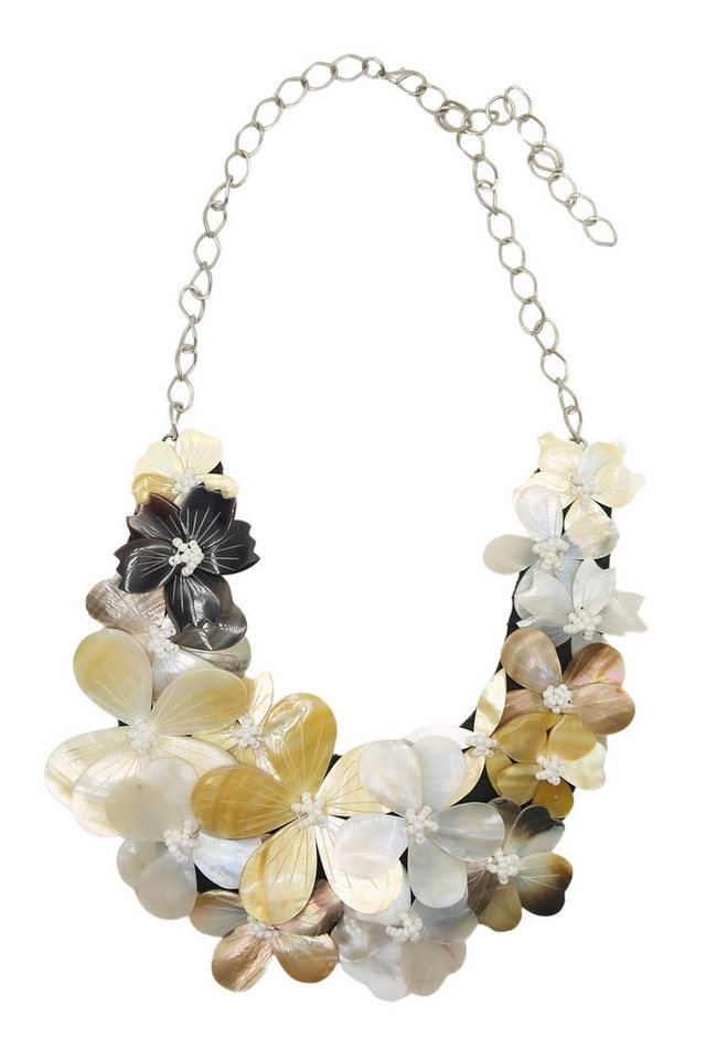 COLLEZIONE ALESSANDRO Kette mit Anhänger Cemile, Blüten aus verschiedenen Muscheln gefertigt von COLLEZIONE ALESSANDRO