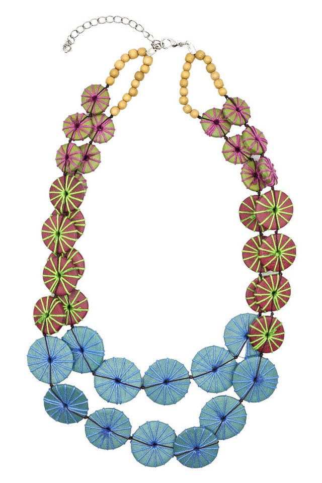 COLLEZIONE ALESSANDRO Kette mit Anhänger Diva, Holzscheiben umwickelt mit Garn von COLLEZIONE ALESSANDRO