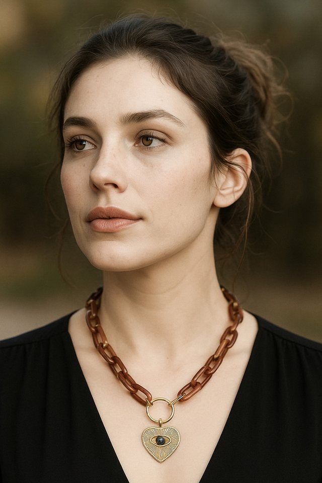 COLLEZIONE ALESSANDRO Kette mit Anhänger Golden Eye, Kurze Gliederkette mit Herzanhänger von COLLEZIONE ALESSANDRO