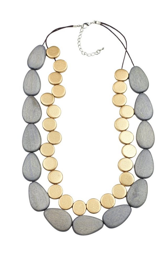 COLLEZIONE ALESSANDRO Kette mit Anhänger Guarda, aus verschiedenen flachen Holzperlen von COLLEZIONE ALESSANDRO