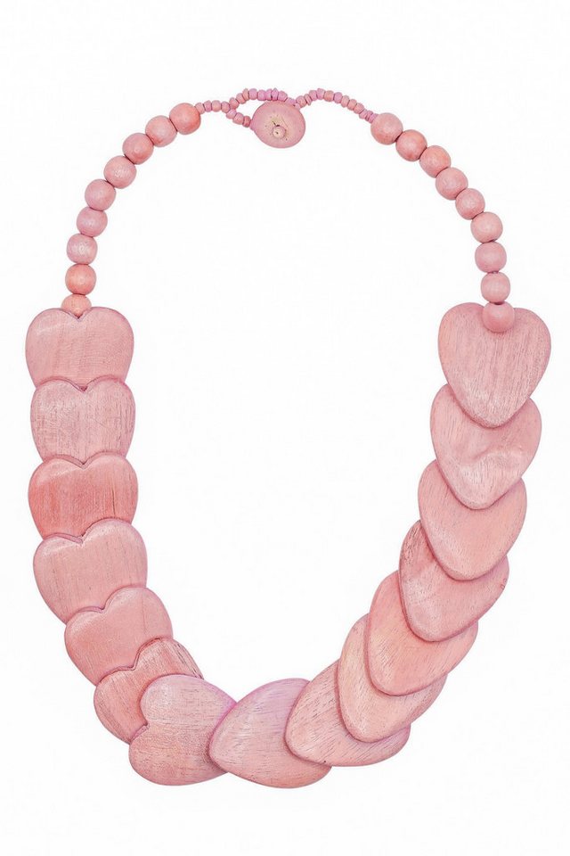 COLLEZIONE ALESSANDRO Kette mit Anhänger Warmherz, mit rosa Herzen aus Holz von COLLEZIONE ALESSANDRO