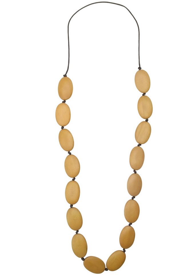 COLLEZIONE ALESSANDRO Lange Kette Charu, flache Holzperlen von COLLEZIONE ALESSANDRO