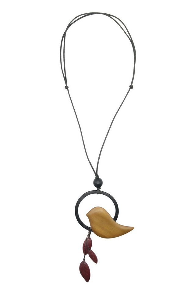 COLLEZIONE ALESSANDRO Lange Kette Desna, mit Vogel und Ring aus Holz als Anhänger von COLLEZIONE ALESSANDRO