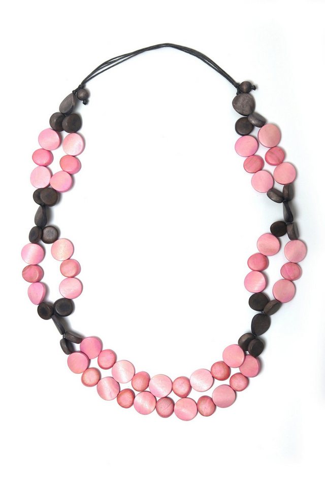 COLLEZIONE ALESSANDRO Lange Kette Mona, mit flachen Holzperlen von COLLEZIONE ALESSANDRO