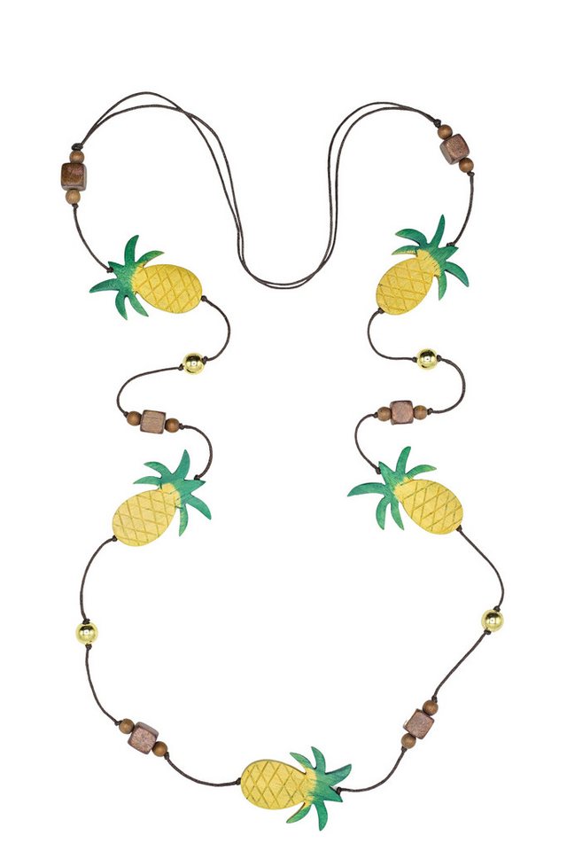 COLLEZIONE ALESSANDRO Lange Kette Pineapple, mit kleinen Ananas aus Holz von COLLEZIONE ALESSANDRO