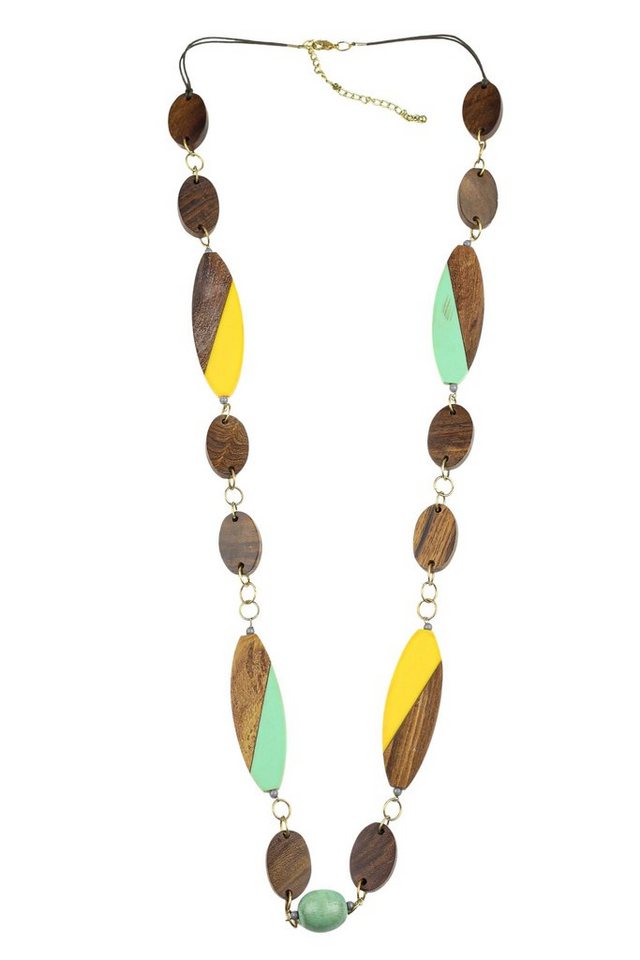 COLLEZIONE ALESSANDRO Lange Kette Raipur, Kette mit flachen Kunstharzperlen von COLLEZIONE ALESSANDRO