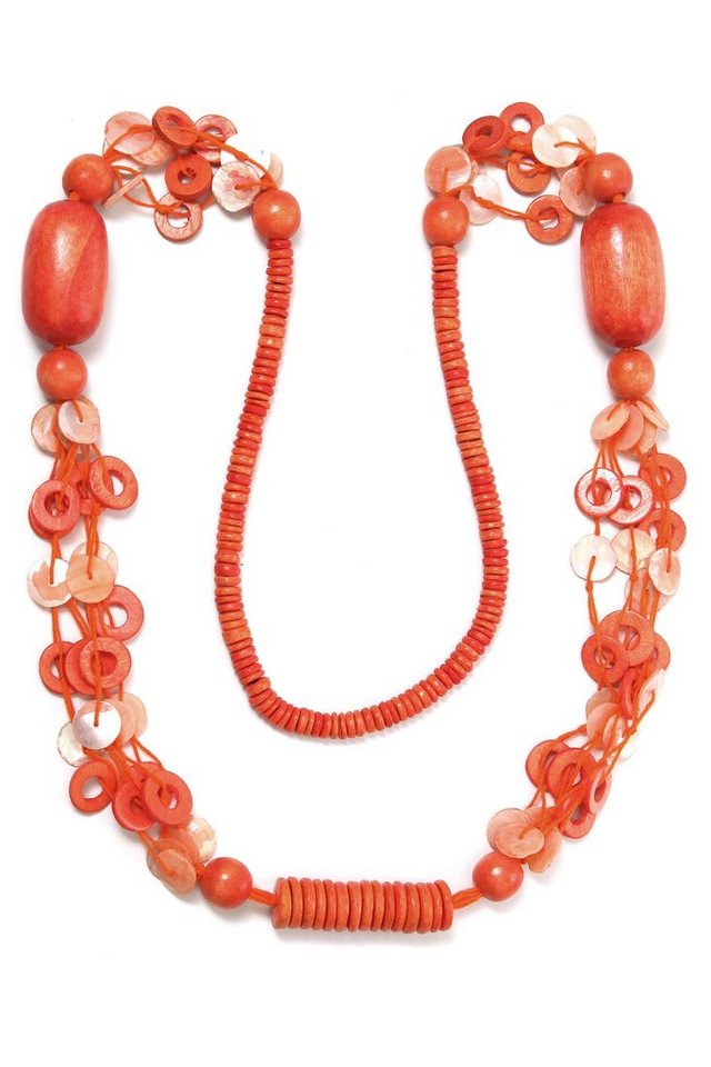 COLLEZIONE ALESSANDRO Lange Kette Zilly, mit unterschiedlichen Holzperlen von COLLEZIONE ALESSANDRO