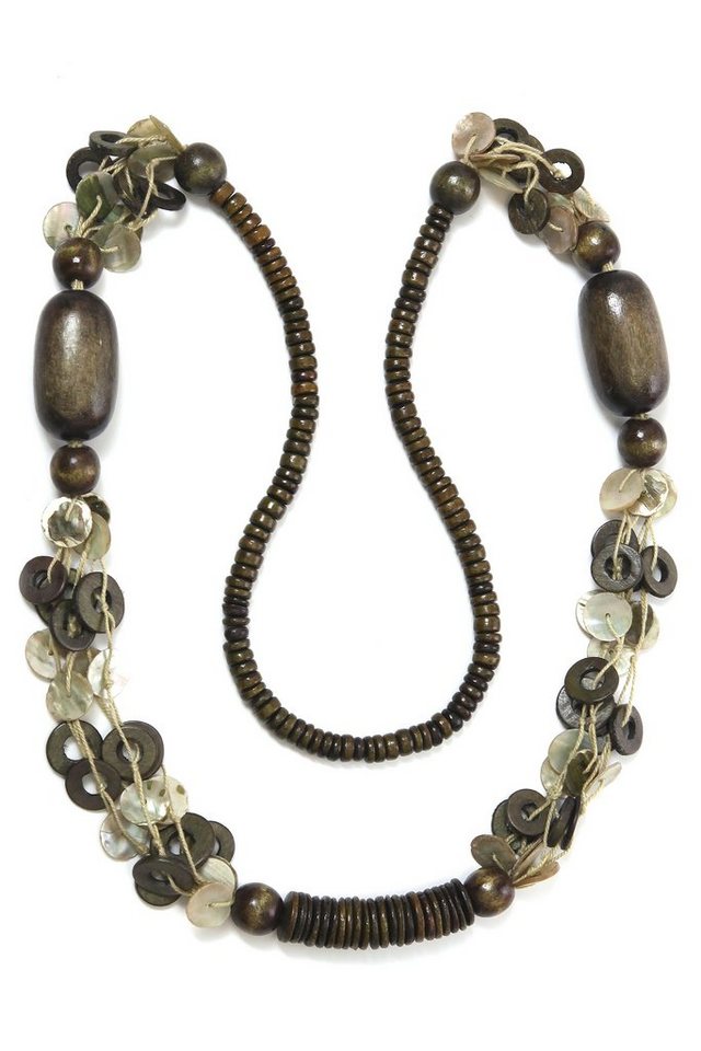 COLLEZIONE ALESSANDRO Lange Kette Zilly, mit unterschiedlichen Holzperlen von COLLEZIONE ALESSANDRO
