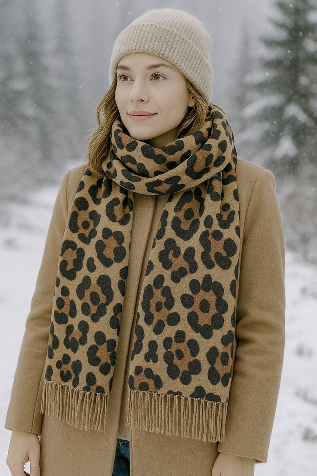 COLLEZIONE ALESSANDRO Modeschal Leopard, (1-St), aus wärmender, dicker Viskose von COLLEZIONE ALESSANDRO