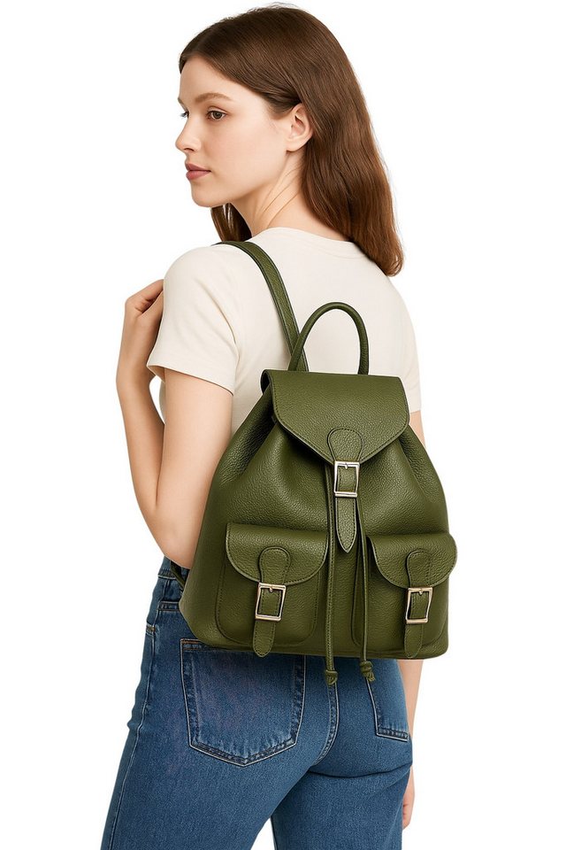 COLLEZIONE ALESSANDRO Rucksack Chicaletta (1-tlg), lässiges Design aus echtem Leder von COLLEZIONE ALESSANDRO
