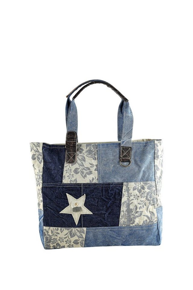 COLLEZIONE ALESSANDRO Schultertasche Blume, aus Jeans Stoff mit Blumen und Sternmotiv von COLLEZIONE ALESSANDRO