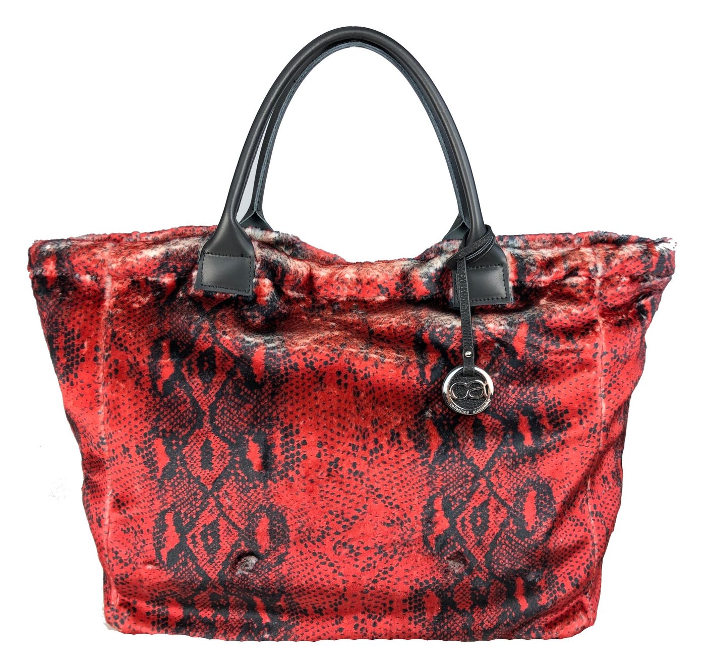 COLLEZIONE ALESSANDRO Schultertasche Buckingham, aus weichem Kunstpelz mit rotem Schlangenprint von COLLEZIONE ALESSANDRO